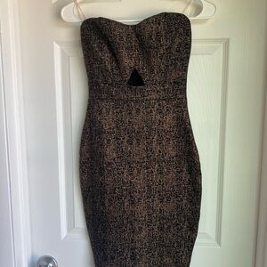 Black and Gold Strapless Dress